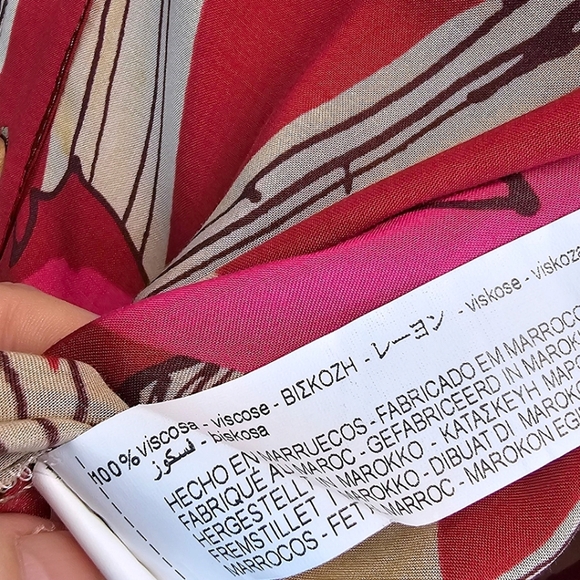 Zara Womens Tropical Floral V-Neck Top Medium Red Relaxed Beachy Coconut Girl - Picture 12 of 12